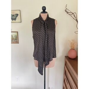 Vintage Ralph Lauren Brown Silk Polka Dot Blouse